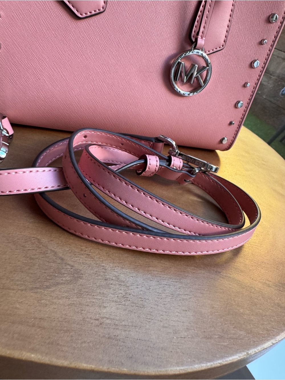 Michael Kors Rose Pink Saffiano Satchel with MK Charm - Picture 4 of 8